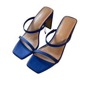 The Drop Women's Blue Square Toe Heeled Sandals Sz 9.5 Chic Summer Bold Comfy